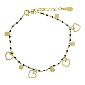 Heart-shaped 925 silver bracelet, gold-plated 19 cm