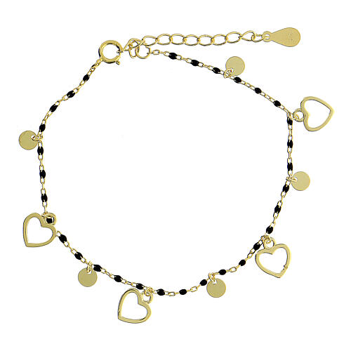 Heart-shaped 925 silver bracelet, gold-plated 19 cm 1