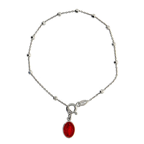 Pulsera Virgen Milagrosa esmaltada roja plata 925 1