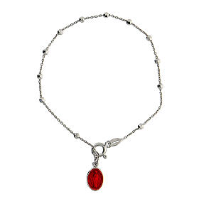 Miraculous Mary bracelet 925 silver, red enamel