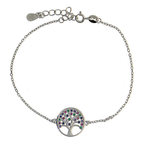 Tree of Life bracelet in 925 silver with coloured zirconia 1