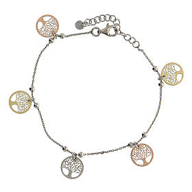 Bracelet Tree of Life coloured medals 925 silver