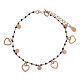 Rose-coloured 925 silver bracelet with hearts and 1 mm beads s1