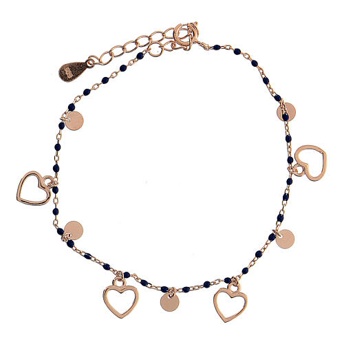 Heart bracelet in rose gold 925 silver with 1 mm grains 3