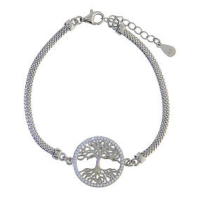 Bracelet of the Tree of Life, white zircons, 925 silver, 20 cm