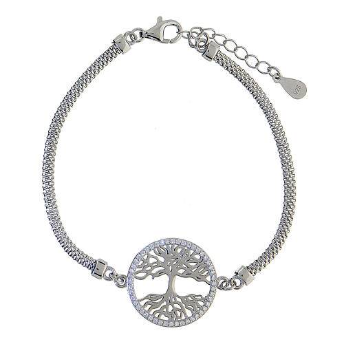 925 silver Tree of Life bracelet 20 cm white zircon 1