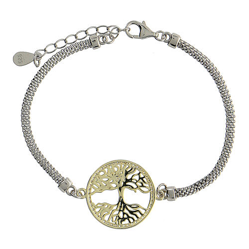 Armband aus 925er Silber Baum des Lebens goldene Details, 20 cm 3