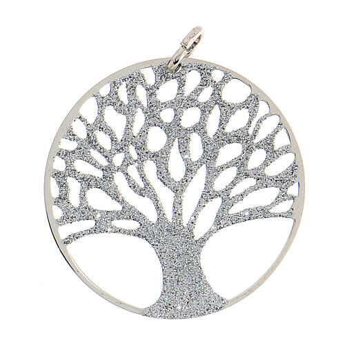 Ciondolo argento albero della vita diamantato diametro 3,5 cm 1