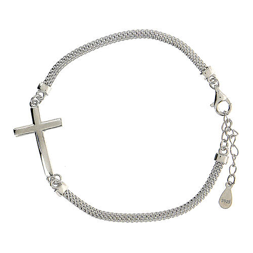 Pulseira prata 925 com cruz 20 cm 1