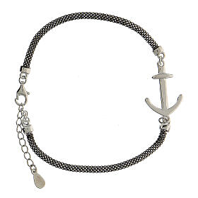 Bracelet with anchor, ruthenium-plated 925 silver, 22 cm