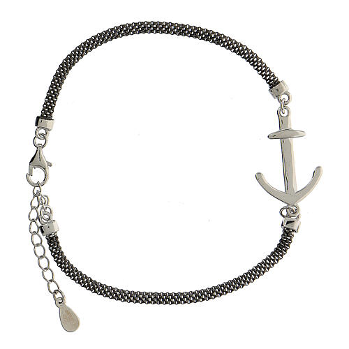Bracelet with anchor, ruthenium-plated 925 silver, 22 cm 1