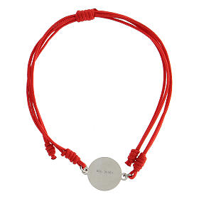 Red rope bracelet with Maltese cross medal of 925 silver