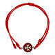 Red rope bracelet with Maltese cross medal of 925 silver s1