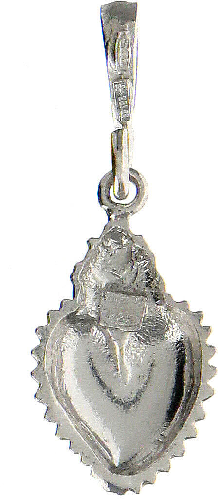 Solid red ex-voto heart, 925 silver charm 3