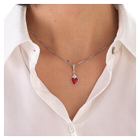 Red votive heart pendant filled in 925 silver