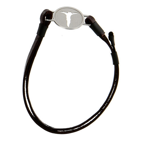 Bracciale cuoio medaglietta argento 800 Cristo rodiato 1