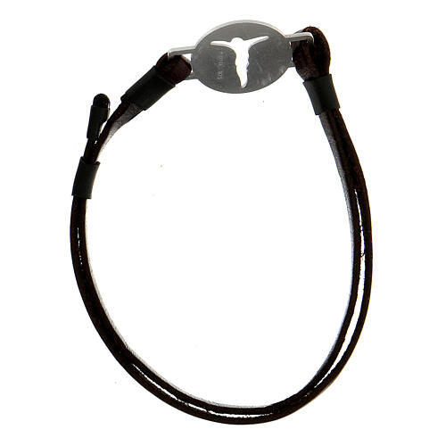 Bracciale cuoio medaglietta argento 800 Cristo rodiato 2