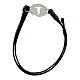 Bracciale cuoio medaglietta argento 800 Cristo rodiato s1