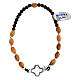 Elastic bracelet with oval olivewood beads and 925 silver cross s1