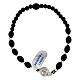 Elastic bracelet with black wood beads and 925 silver medal of Saint Pio s1