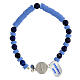 Bracelet dizainier argent 925 grains lapis-lazuli disques en caoutchouc bleu clair médaille St Benoît s2