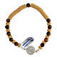 Single decade rosary bracelet with tiger's eye beads, rubber discs and 925 silver medal of Saint Benedict s1