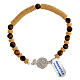 Single decade rosary bracelet with tiger's eye beads, rubber discs and 925 silver medal of Saint Benedict s2
