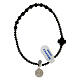 Bracelet dizainier argent 925 grains bois noir perles hématite croix et médaille St Benoît s2