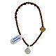 Single decade rosary bracelet with faceted beads of brown hematite, wood beads and cross s2