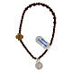 Bracelet dizainier argent 925 grains bois marron perles hématite croix et médaille St Benoît s1