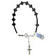 Bracelet of 925 silver with polished black hematite crosses and beads s1