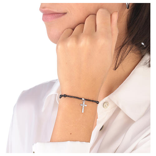 Hematite bracelet with 925 silver cross 2