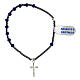 Rosary bracelet with blue crystal single decade, hematite beads and 925 silver cross s1