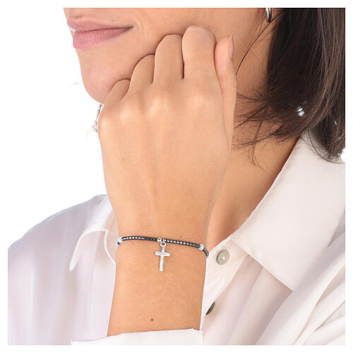 Armband aus weißem Kristall, Silber 925 und Hämatit 2