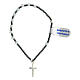 Rosary bracelet with white crystal single decade, hematite beads and 925 silver cross s1