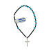 Rosary bracelet with light blue crystal single decade, hematite beads and 925 silver cross s1