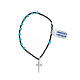 Rosary bracelet with light blue crystal single decade, hematite beads and 925 silver cross s3