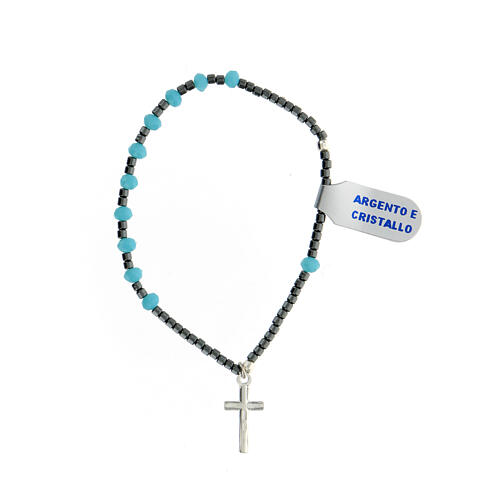 Bracciale cristallo azzurro ematite argento 925 3