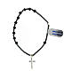 Rosary bracelet with black crystal single decade, hematite beads and 925 silver cross s1