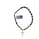 Rosary bracelet with black crystal single decade, hematite beads and 925 silver cross s3