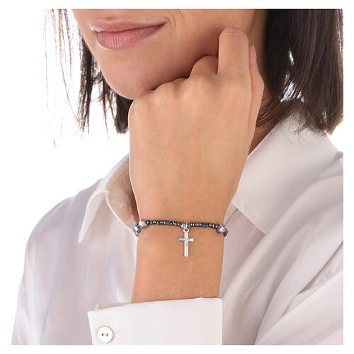 Bracciale ematite sassotto grigio argento 925 2