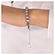 Bracelet of 925 silver with grey hematite single decade and silver cross s4