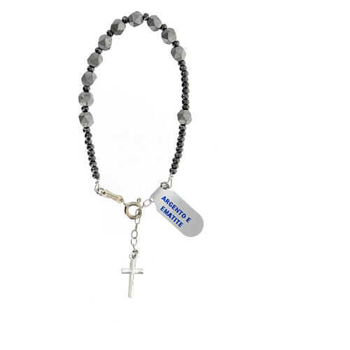 Decade bracelet hematite with 925 silver cross pendant 3