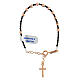Bracciale ematite con croce argento 925 color bronzo  s4