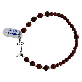Bracelet with wood beads and 925 silver cross