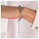 Bracelet of 925 silver with faceted blue hematite single decade and silver cross s3