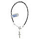 Bracciale ematite nera e grigia con croce argento 925 s4
