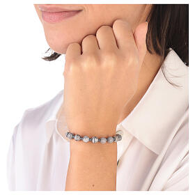 Gray Mexican agate bracelet and 925 silver medal