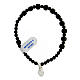 Bracelet with black frosted glass single decade and 925 silver medal of the Holy Family s3