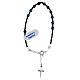 Bracelet with 925 silver cross and matte black and blue hematite beads s1